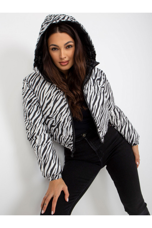 Must kahepoolne sebra tepitud jope