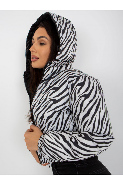 Must kahepoolne sebra tepitud jope