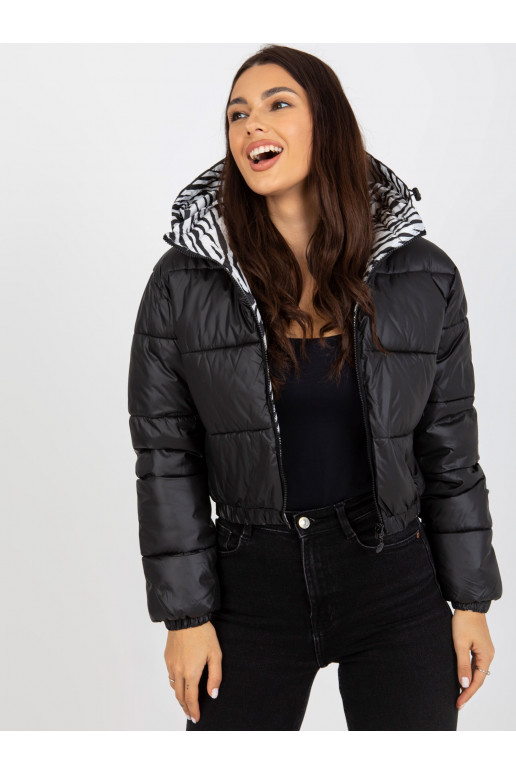 Must kahepoolne sebra tepitud jope