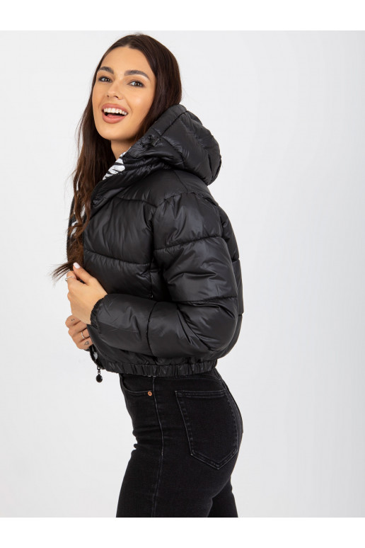 Must kahepoolne sebra tepitud jope