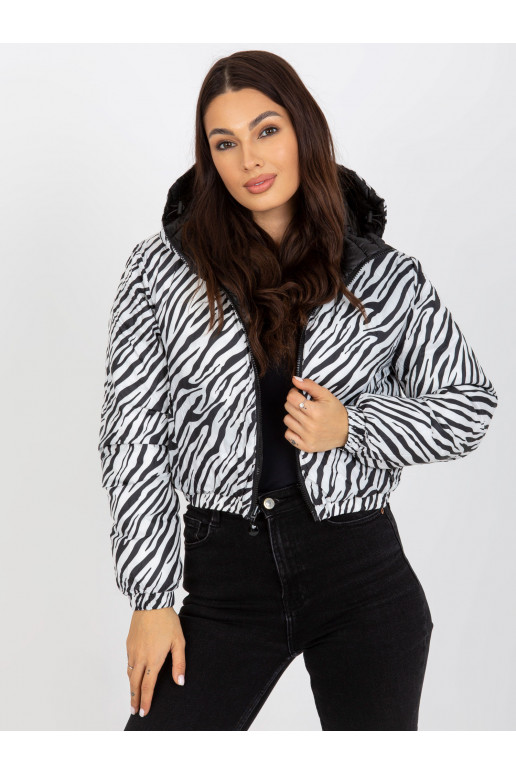 Must kahepoolne sebra tepitud jope