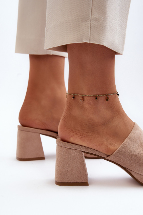   Sussid kõrge jämeda kontsaga beeži värvi Bralya