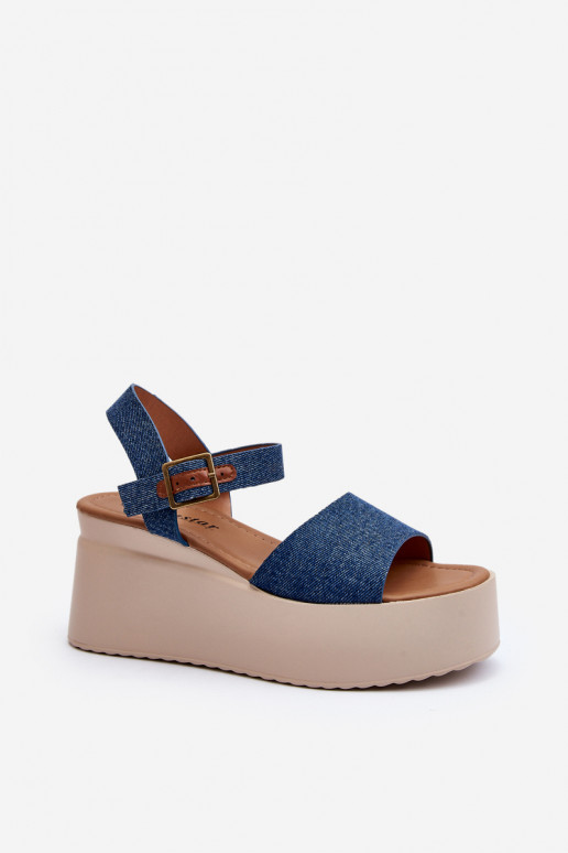 Denim platvormiga sandaalid sinine värv Geferia