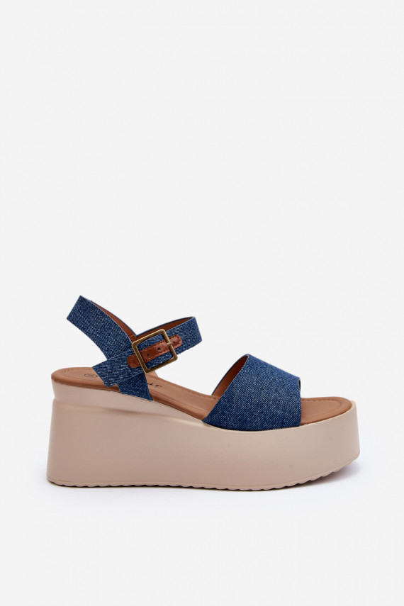 Denim platvormiga sandaalid sinine värv Geferia