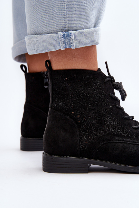 S.Barski HY66-136   Naiste poolsaapad mustriga mustad