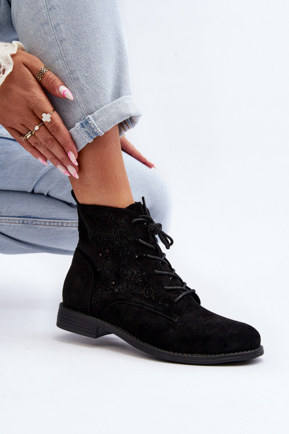 S.Barski HY66-136   Naiste poolsaapad mustriga mustad