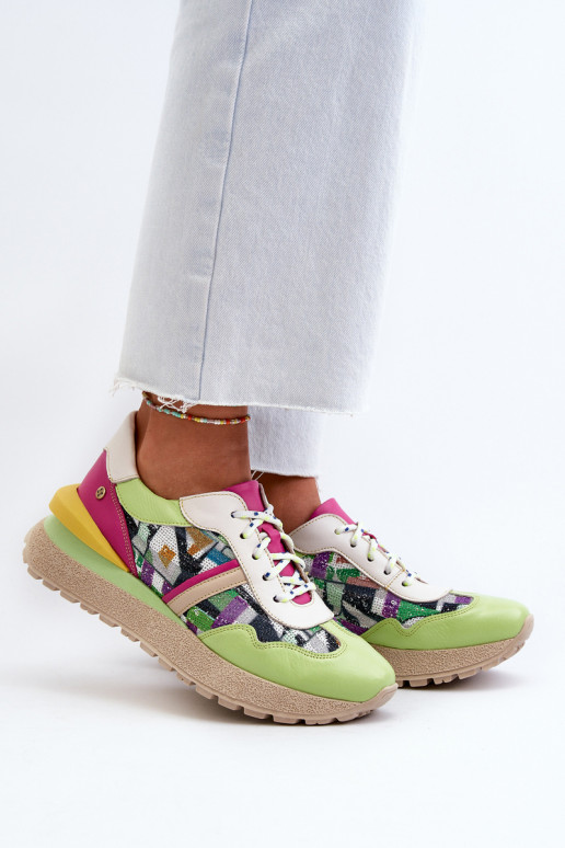 Sneakers tüüpi jalanõud     platvormiga  06322-09 roheline-Tumeroosad värvi