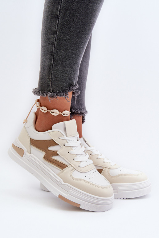 Sneakers tüüpi jalanõud   platvormiga eko-nahast beeži värvi Lynnette