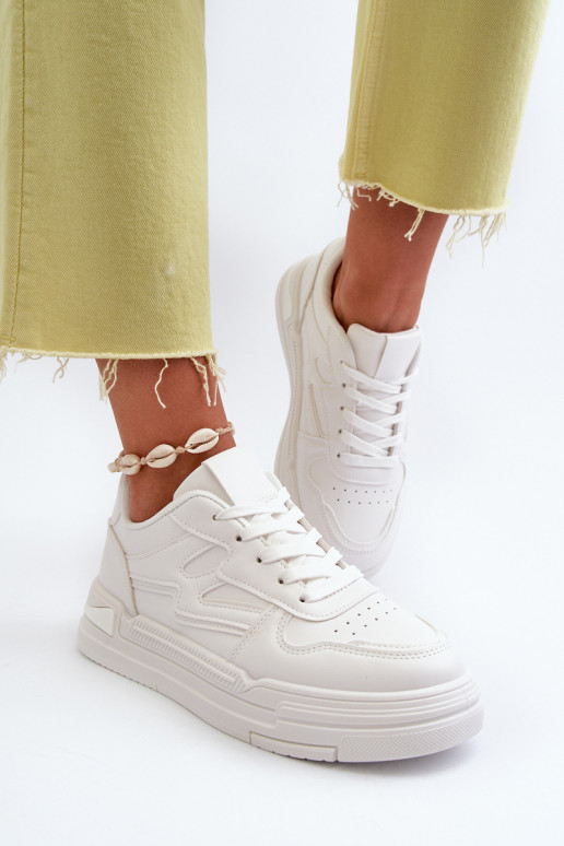 Sneakers tüüpi jalanõud   platvormiga eko-nahast valget värvi Lynnette