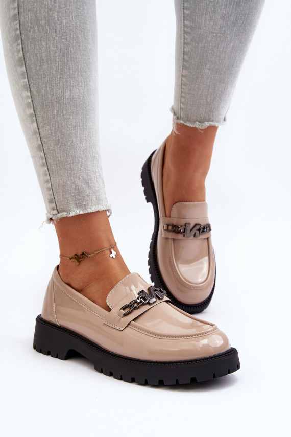 Mokassiinid Laque   laiade nööridega beeži värvi Ezoma