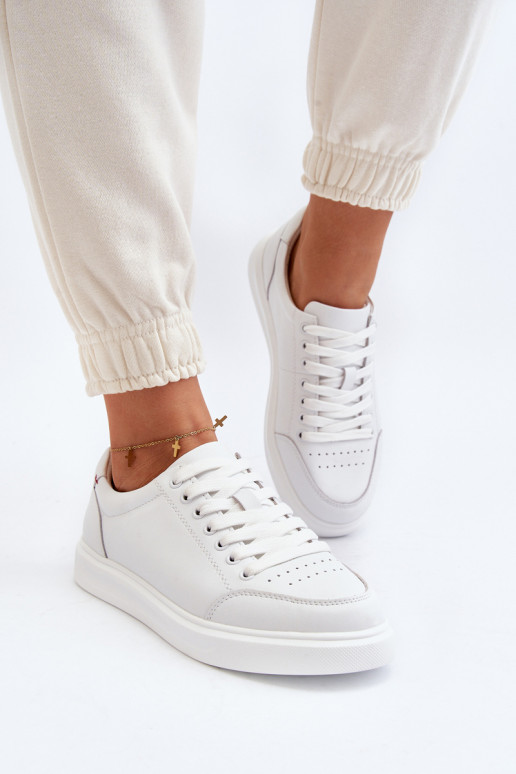 Sneakers tüüpi jalanõud Naturaalsest nahast valget värvi Dimpna