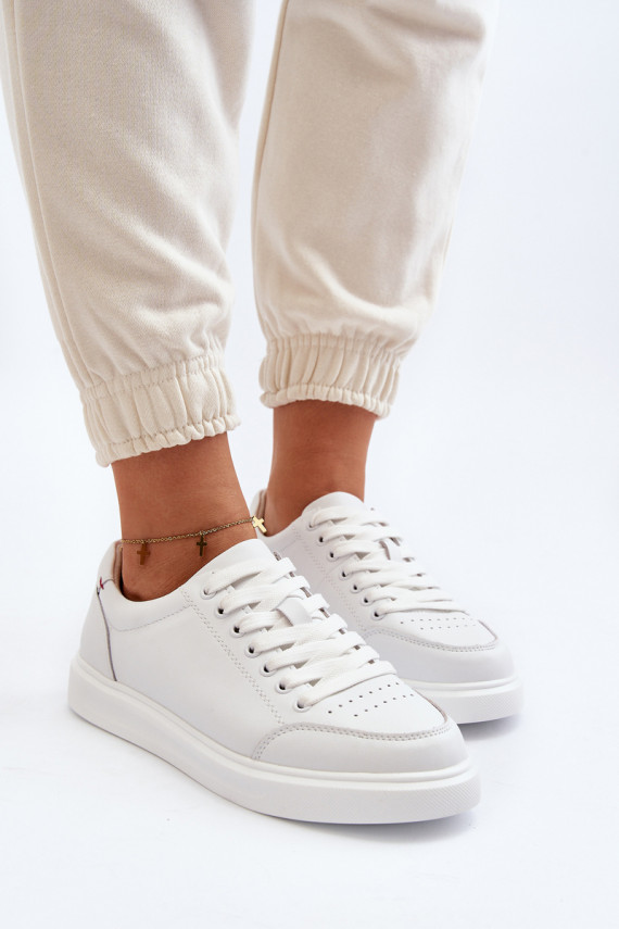 Sneakers tüüpi jalanõud Naturaalsest nahast valget värvi Dimpna
