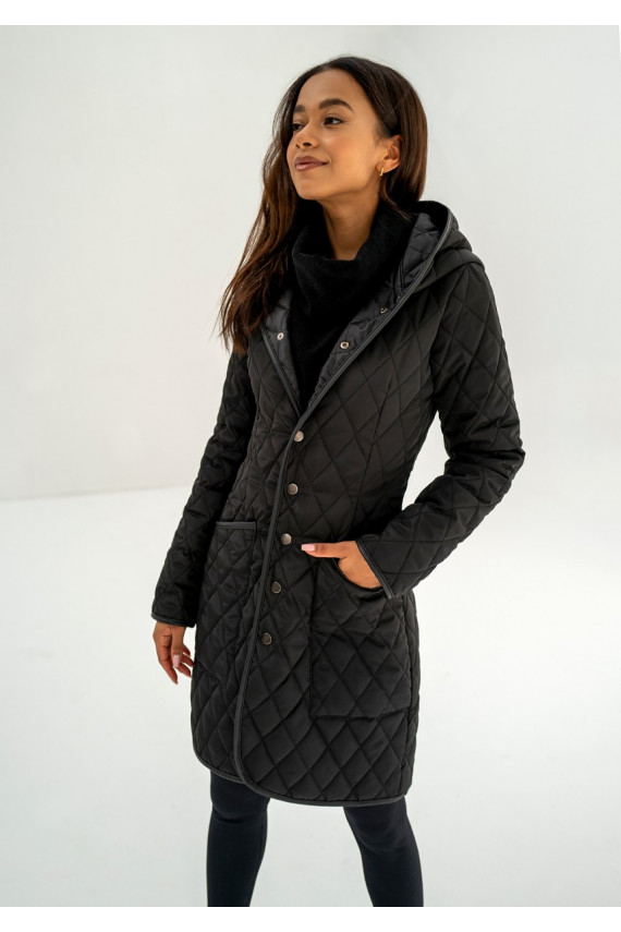 Must nööpidega jope