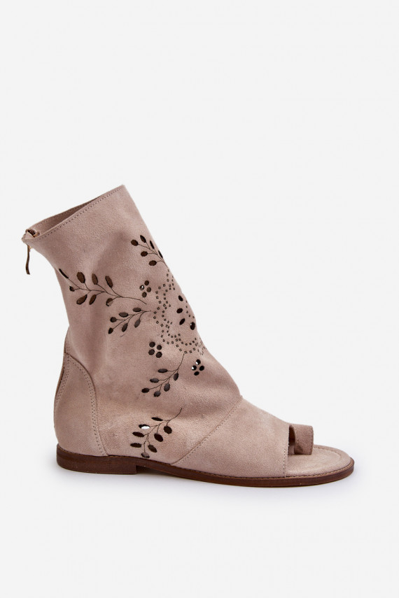 Zazoo 3437   Seemisnahast kingad madala säärega  beeži värvi