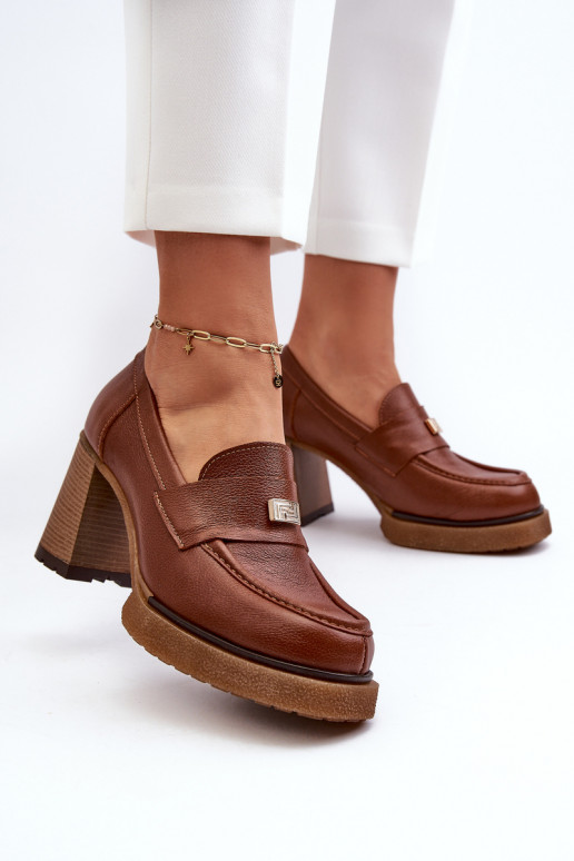 Zazoo 20169   jalatsid kõrge jämeda kontsaga pruunid värvi
