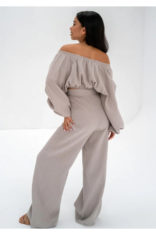 Alines - Taupe muslin wide pants Alines - Taupe muslin wide pants