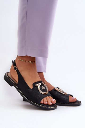 Elegantsed Naistesandaalid  laiade nööridega mustad S.Barski KV27-053 2