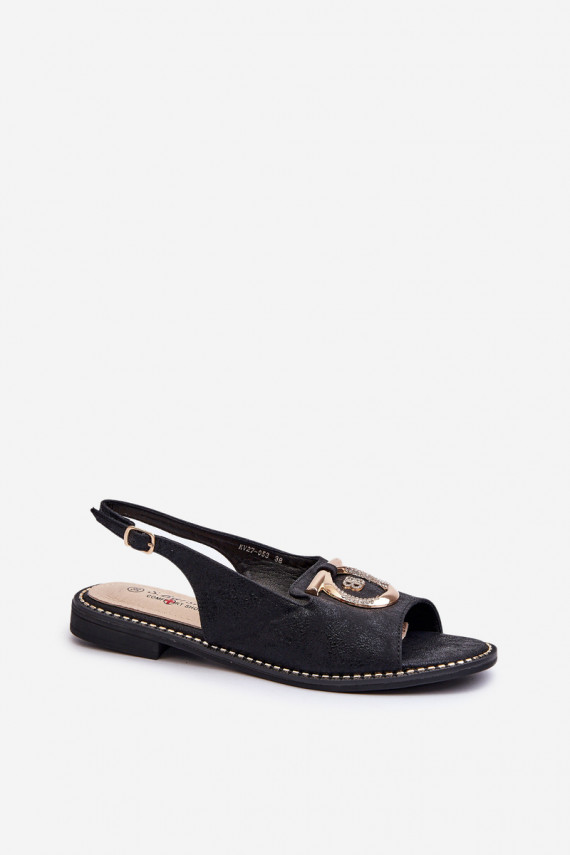 Elegantsed Naistesandaalid  laiade nööridega mustad S.Barski KV27-053