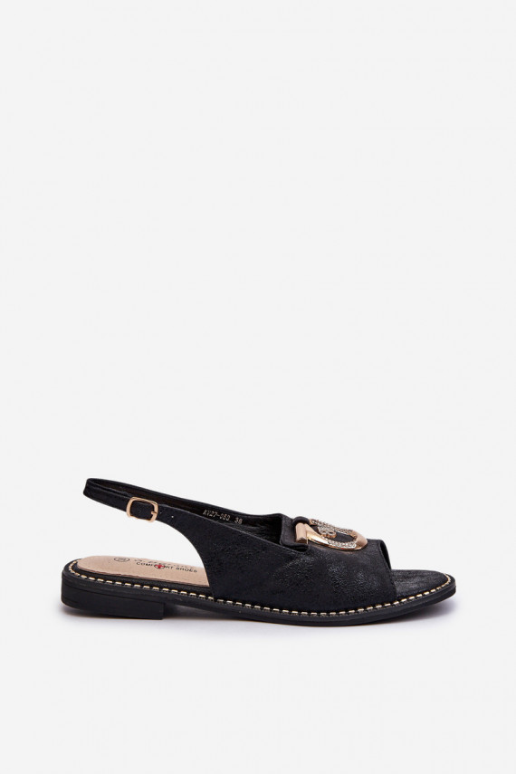 Elegantsed Naistesandaalid  laiade nööridega mustad S.Barski KV27-053