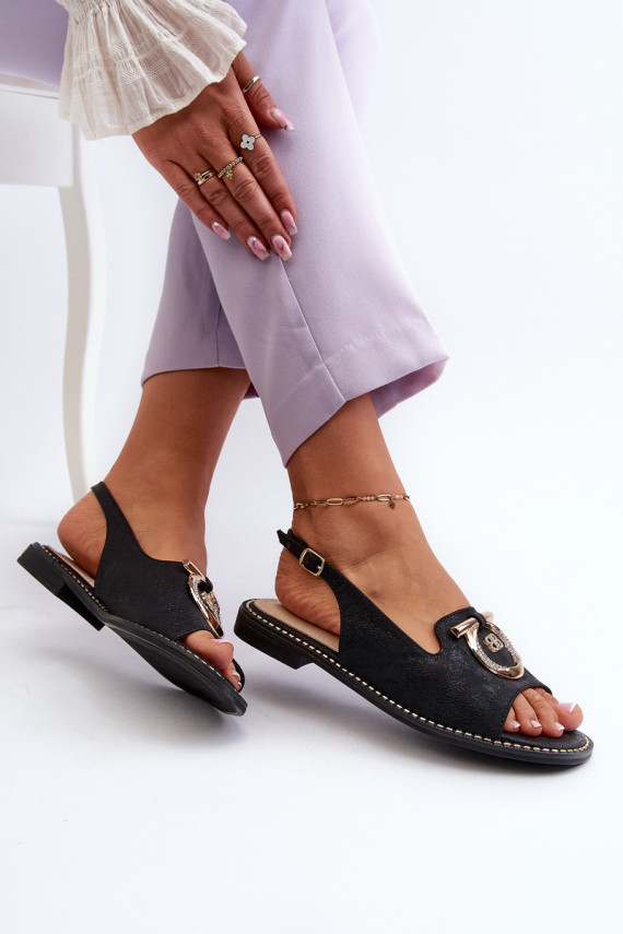 Elegantsed Naistesandaalid  laiade nööridega mustad S.Barski KV27-053