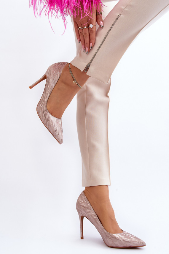 kõrge kontsaga Kaunistustega Läikivadem champagne Klonisa