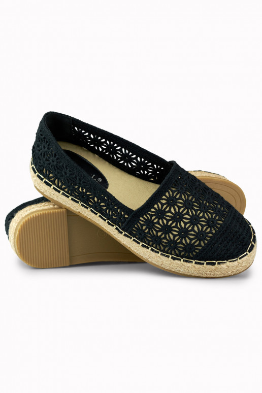 Naiste mustad pitsidega espadrillid