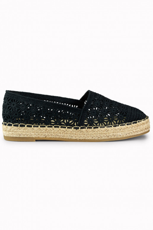 Naiste mustad pitsidega espadrillid