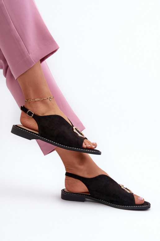 Elegantsed Naistesandaalid kaunistustega owe S.Barski mustad