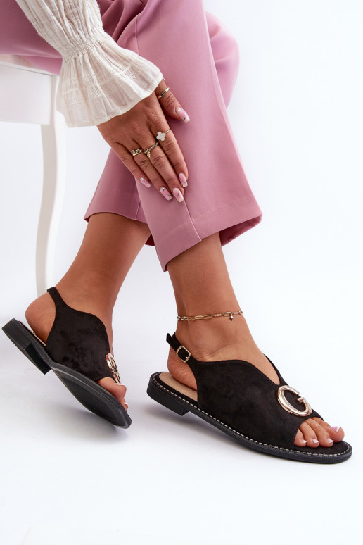 Elegantsed Naistesandaalid kaunistustega owe S.Barski mustad