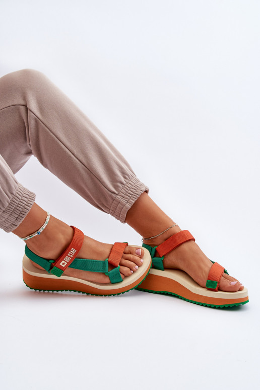 Naistesandaalid platvormiga I Koturnie Big Star NN274A053 roheline-oranži värvi