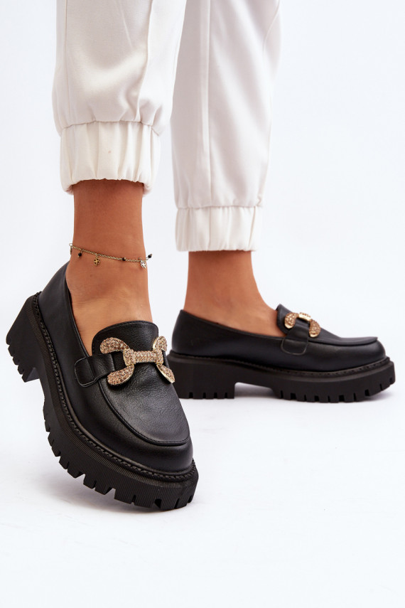 naiste mokassiinid kaunistustega mustad Gargi