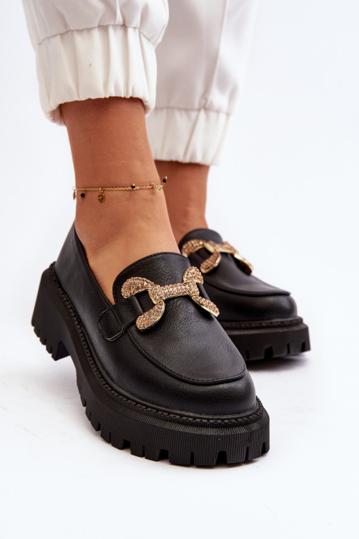 naiste mokassiinid kaunistustega mustad Gargi