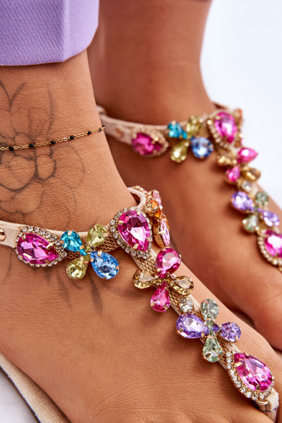 Seemisnahast kingad moodsad varbavahe-sandaalid  beeži värvi Frency