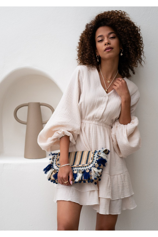 Milla - beež laiade varrukatega kleit