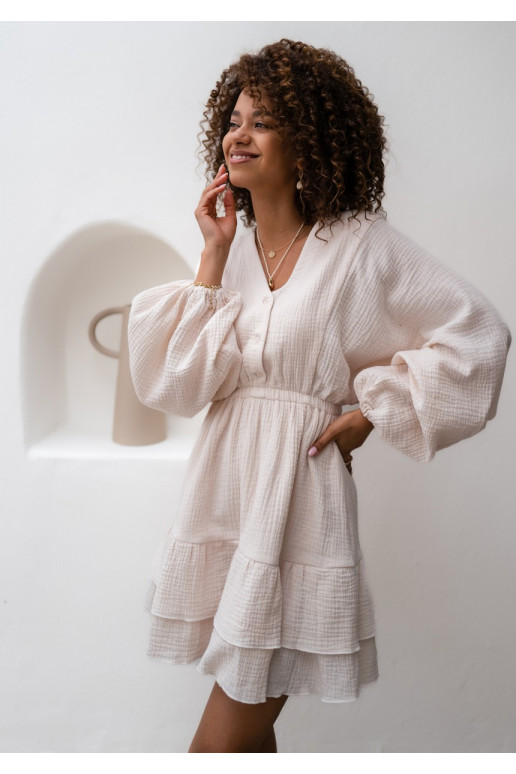 Milla - beež laiade varrukatega kleit