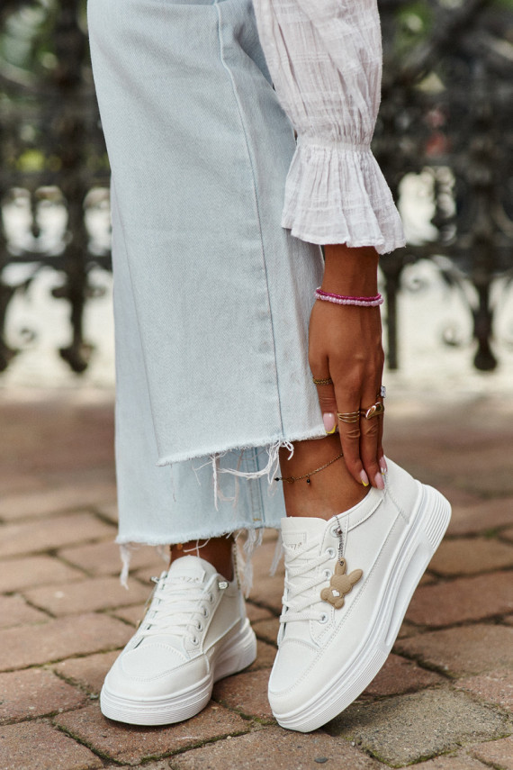 vabaaja jalanõud spordijalatsid   platvormiga kaunistustega valget värvi Vinceza 13613