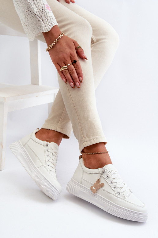 vabaaja jalanõud spordijalatsid   platvormiga kaunistustega valget värvi Vinceza 13613