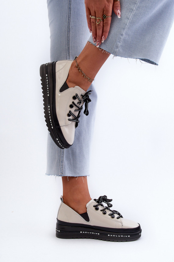 Paeltega jalanõud   platvormiga Naturaalsest nahast S.Barski LR620 beeži värvi