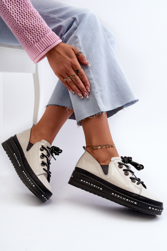 Paeltega jalanõud   platvormiga Naturaalsest nahast S.Barski LR620 beeži värvi