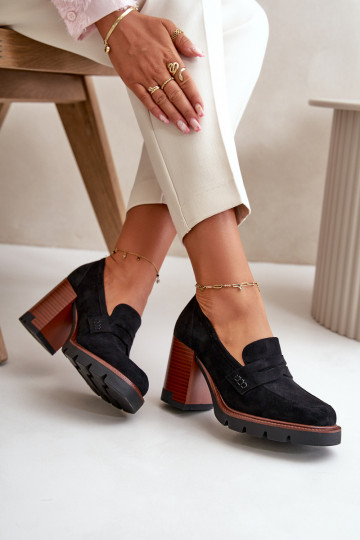 Naiste kõrge kontsaga kingad Eco Suede, must Vinceza 58105 2