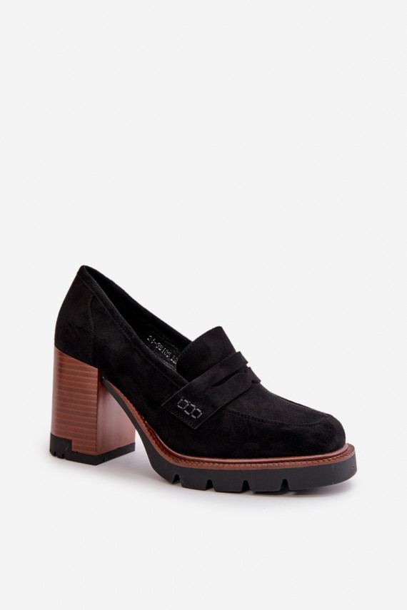 Naiste kõrge kontsaga kingad ökonahast Suede Black Vinceza