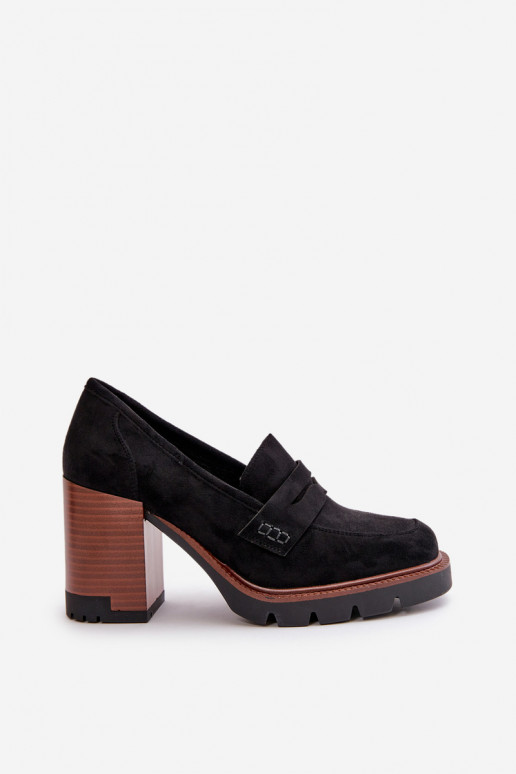 Naiste kõrge kontsaga kingad ökonahast Suede Black Vinceza