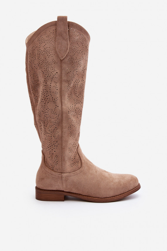 Naiste aetud pikad saapad beež S.Barski