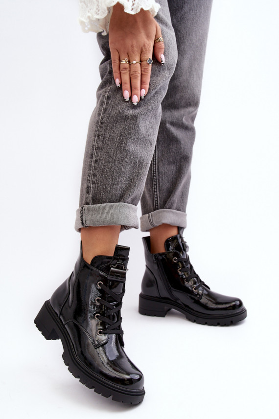 Laque Naiste poolsaapad tõmblukuga S.Barski HY93-91 mustad