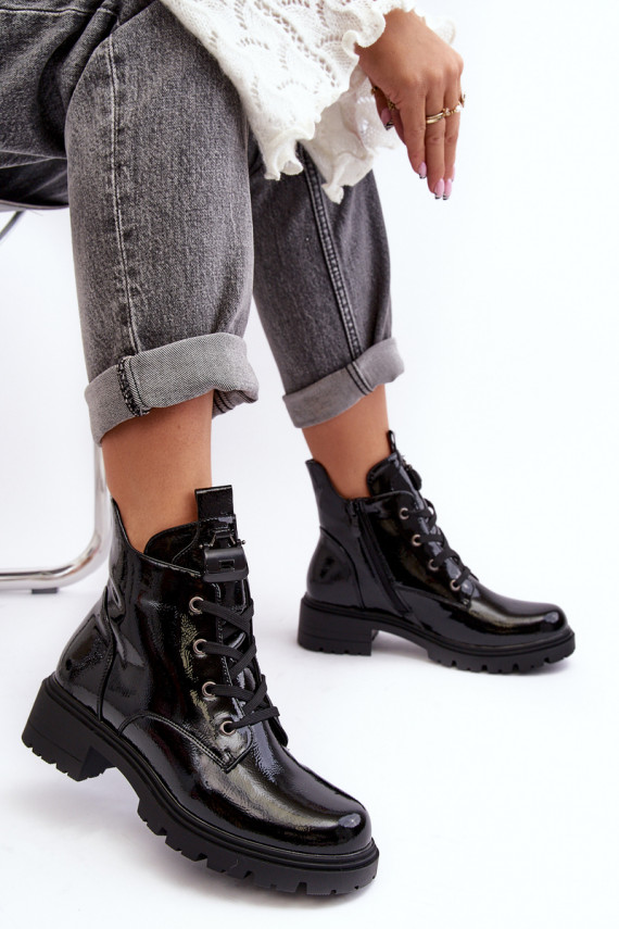 Laque Naiste poolsaapad tõmblukuga S.Barski HY93-91 mustad