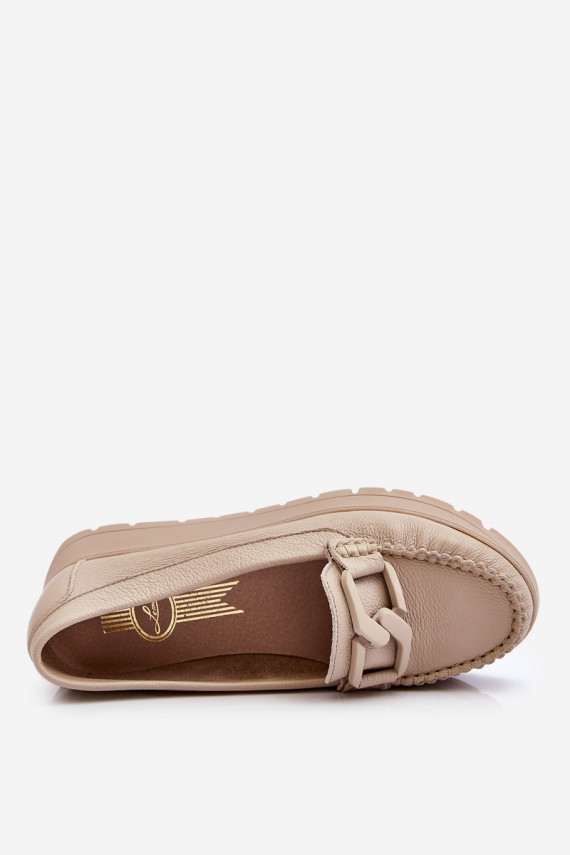 Zazoo 10141 Nahk Mokassiinid platvormiga kaunistustega beeži värvi