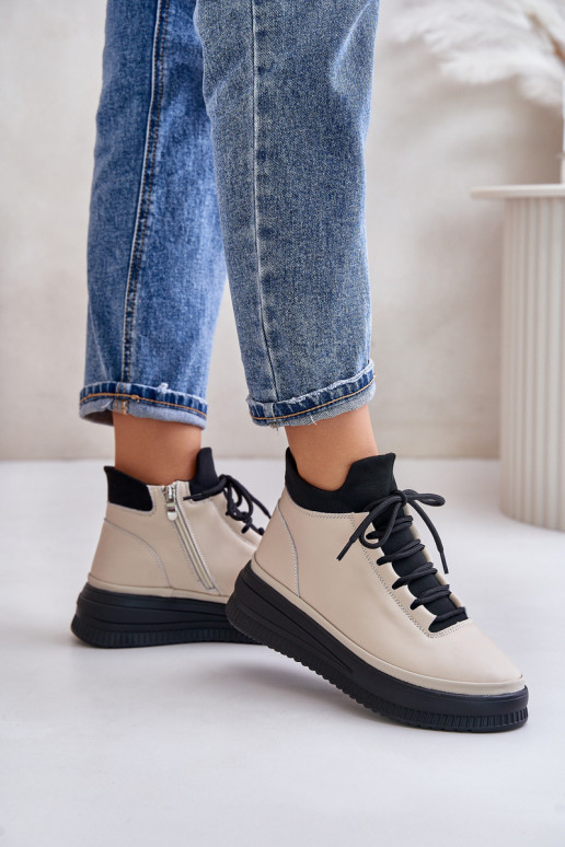 Lihtne Nahk spordijalatsid platvormiga Artiker 55C0554 beeži värvi