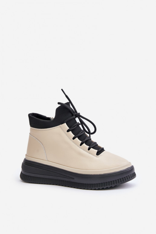 Lihtne Nahk spordijalatsid platvormiga Artiker 55C0554 beeži värvi