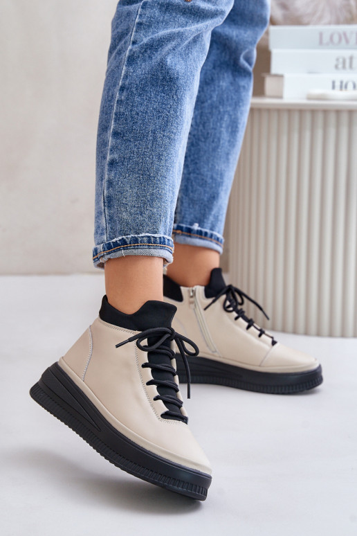 Lihtne Nahk spordijalatsid platvormiga Artiker 55C0554 beeži värvi