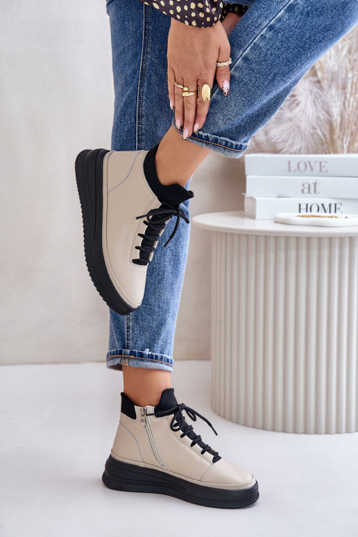 Lihtne Nahk spordijalatsid platvormiga Artiker 55C0554 beeži värvi